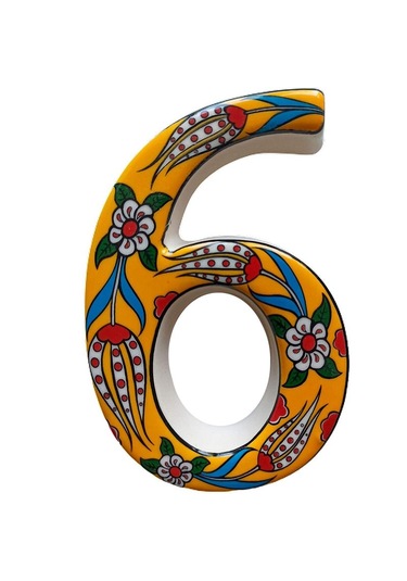 Seramik Kapı Adres Numaraları (0-9) Sarı Lale Desen