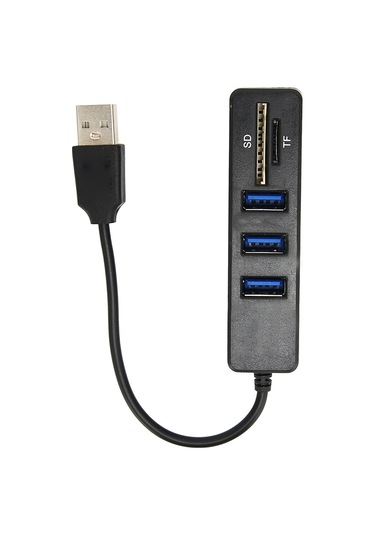 Xindoker Usb 2.0 3 Port Hub + Tf/sd Kart Okuyucu, 480mbps Hızlı Veri Transferi, Plug & Play, Siyah Abs Malzeme, Geniş Uyumlu Çok İşlevli Çevirici