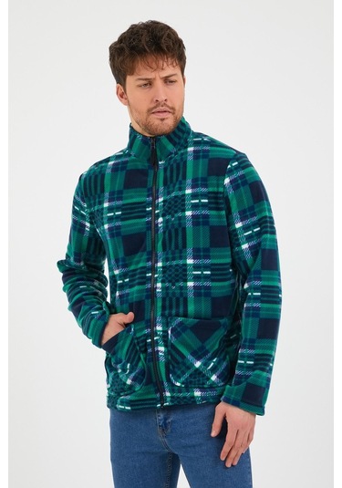Erkek Ekose Desenli Ceket Yeşil