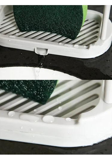 Shineyee Mutfak Sponge Ve Mendil Kurutma Rafı, Plastik Sıvı Çıkaran Tahta, Sıcak Su Lavabosu Organizatörü Beyaz 20.5x20.5x9.5 Cm Beyaz