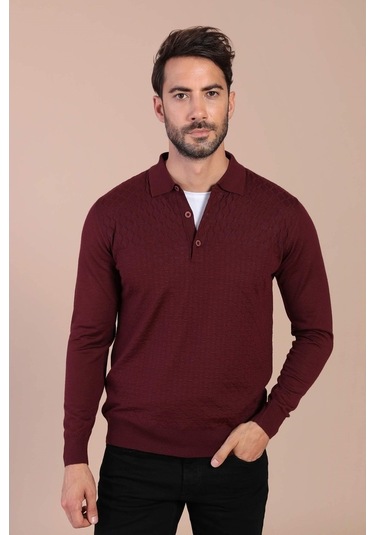 Ferraro Polo Yaka Superfine Yün Kazak - Bordo Bordo