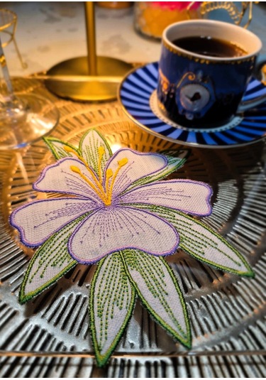 Agbtrend 2 Adet Mor Zambak Nakışlı Sunum Ve Kokteyl Peçetesi Çok Renkli