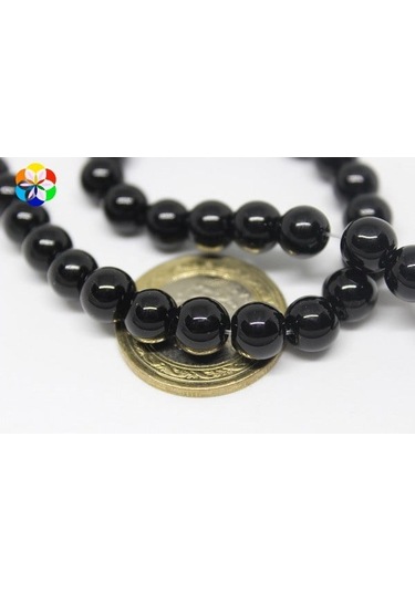 Onix (Oniks) Taşı Parlak YARIM Dizi 8mm (18cm uzunluğundadır)