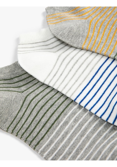 Koton Çizgili 3'lü Patik Çorap Seti Çok Renkli Multıcolor 4wam80065aa 4WAM80065AAMIX Mavi