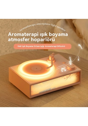 Premium Aromaterapi Vinil Bluetooth Hoparlör-beyaz