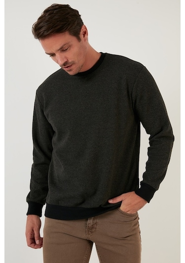 Buratti Slim Fit Bisiklet Yaka Pamuklu Erkek Kazak 456201 Haki