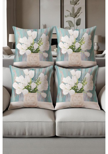 Dijital Baskılı Yumuşak Dokulu 4 Lü Kırlent Kılıfı Takımı 43x43 Cm Krl0083 Renkli
