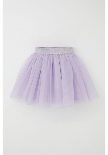 Breeze Kız Çocuk Tütü Etek Simli Beli Latikli 5-10 Yaş, Lila Lila