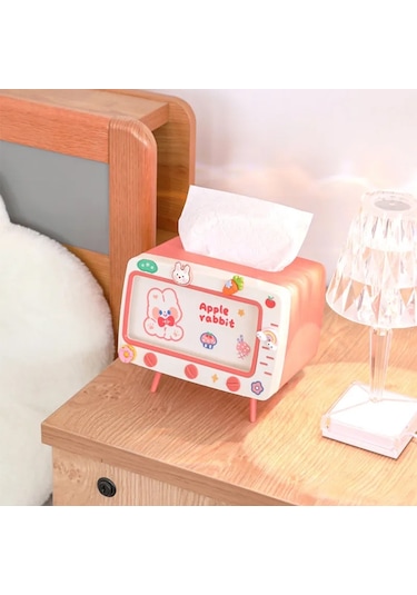 A-sevimli Çok Fonksiyonlu Doku Kutu Tutucu Kare Ev İçin Kawaii Masaüstü Dekor Tv Doku Kutusu Kasa Pembe Telefon Tutucu Depolama Organizatör