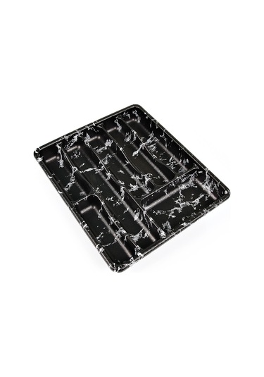 Küçük - Siyah - 7 Bölmeli Çekmece İçi Kaşıklık 36x32cm 5256 Çok Renkli