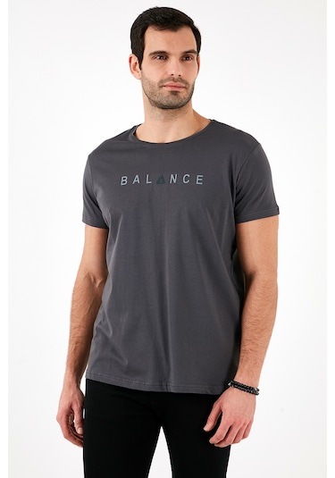 Buratti Pamuklu Slim Fit Bisiklet Yaka Erkek T Shirt 541Balance Füme