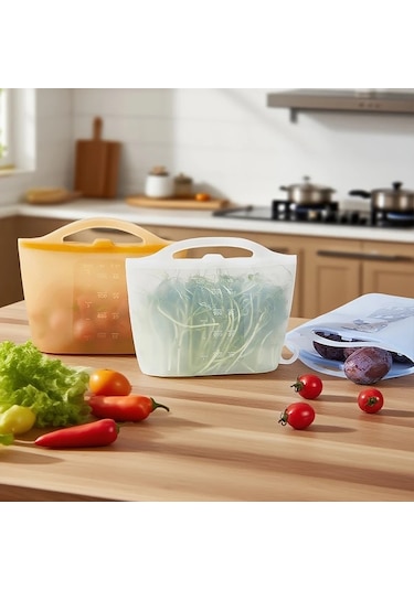 Brightnova 4 Adet Sızdırmaz Silikon Saklama Kabı 1200ml Bpa Free Bulaşık Makinesinde Güvenli Blue 40 58oz Mutfak Buzdolabı Seyahat Ofis -