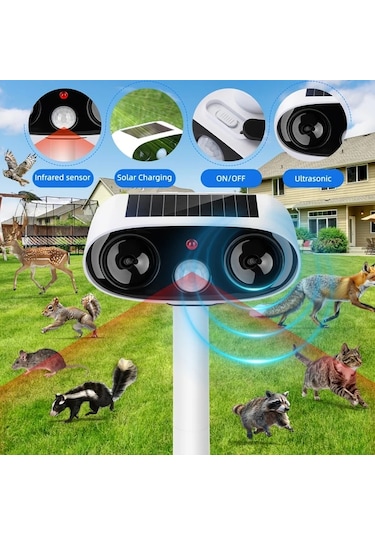 Xuweiwei 2024 Beyaz Yeni Yükseltilmis Ses Dalgasi Hayvan Kovucu Günesli Acik Hava Hareket Algilama Cihazi