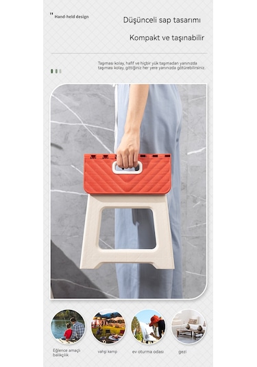 Mini Portatif Kalınlaştırılmış Katlanır Tabure-kırmızı 05
