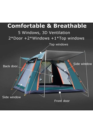 Andoutdoor 8 Kişilik Otomatik Kamp Çadırı Koyu Yeşil