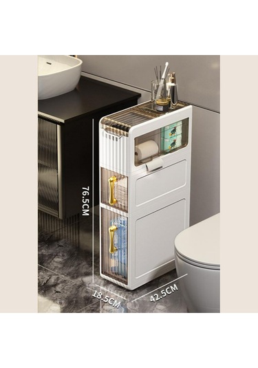 Banyo, Yatak Odası, Çamaşır Odası 3 Katlı Çekmeceli Dolap Beyaz - Gri