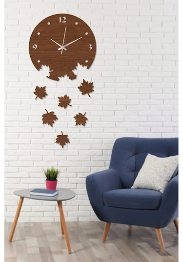 Ceviz Yapraklı Duvar Saat Ceviz