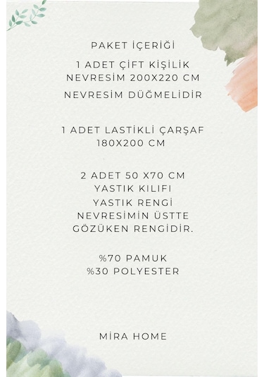 Çift Kişilik Nevresim Takımı Pamuklu Çift Taraflı Lastikli Çarşaflı Beyaz