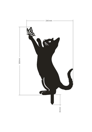 Suntek Magideal Dekoratif Bahçe Sevimli Kara Kedi Kazığı