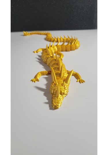 55 Cm Büyük Boy 3d Baskı Altın Ejderha Figürü Eklemli Dragon Biblo Dekoratif