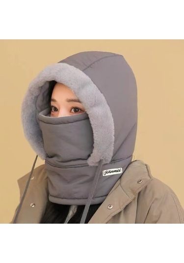 Kış Açık Hava Kayak Termal Yüz Maskesi Boyunluk Şapka Koyu Gri