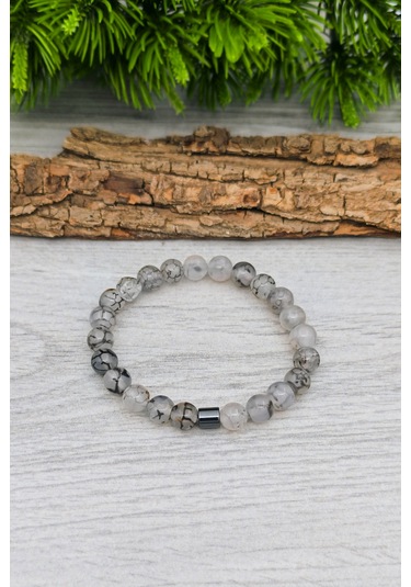 Beyaz Akik Tesbih Ve Bileklik Erkek Doğal Taş Set Bt052 Beyaz - Siyah