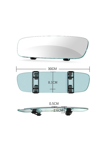 Sones 3R-339 Kavisli Ayna 300MM Araba Dikiz Güçlendirme Çerçevesiz Şeffaf Büyük Ayna Beyaz