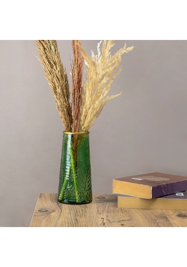 Glass In Love Yaprak Gravürlü Cam Vazo