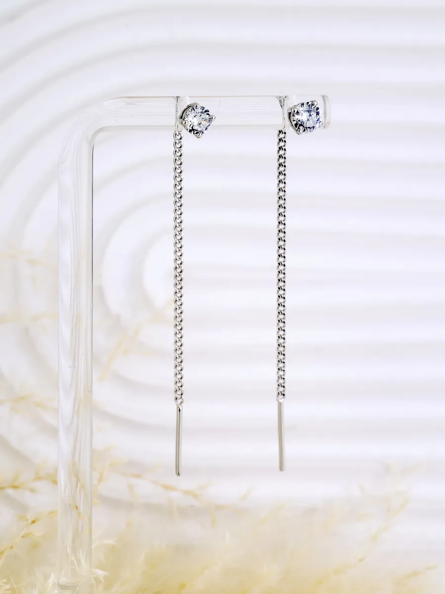 Sılver Whale Uzun Uzatmalı Gümüş Küpe Klips 44561354 Diğer