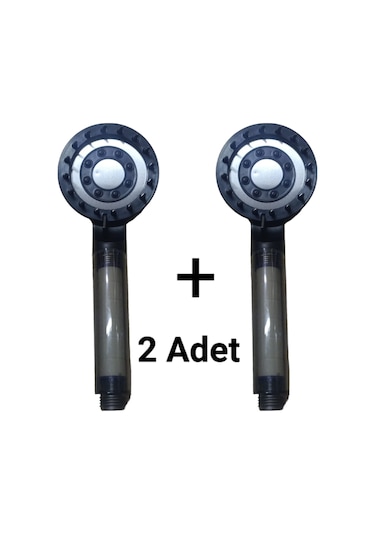 2 Adet Masaj Başlı Filtreli Kireç Önleyici 5 Fonksiyonlu Başlık Siyah