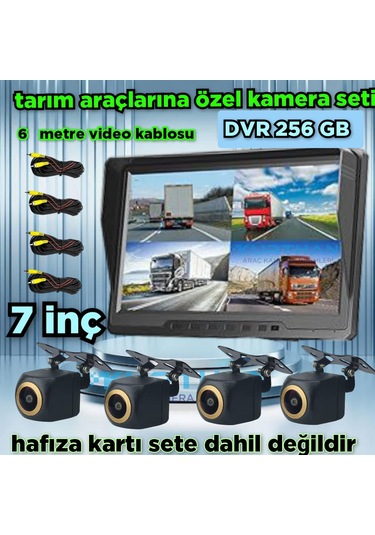 4 Adet Ahd 720p 170 Derece Açılı Kamera Ve 7'' Dvr Monitör 12 V