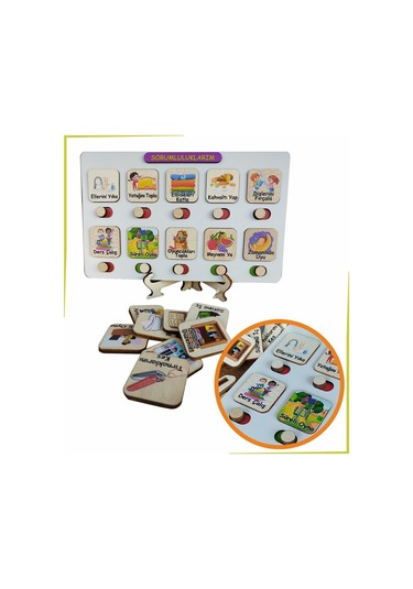 Sorumluluk Ve Görev Tablosu - Montessori Eğitici Ve Eğlenceli Ahşap Oyuncak