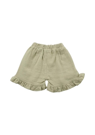 Ayıcık Baskılı Fırfırlı Şortlu Takım Yeşil Bipamuk 001