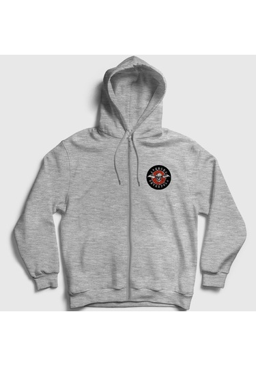 Presmono Unisex Red Avenged Sevenfold Fermuarlı Kapüşonlu Sweatshirt Gri Melanj