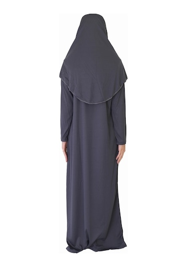 Fermuarsız Antrasit Gri Namaz Elbisesi Antrasit