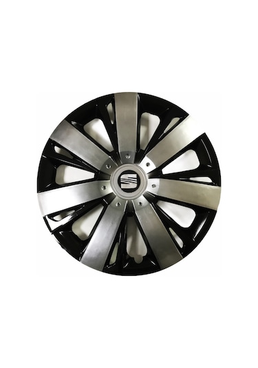 Seat İbiza Uyumlu 15 Inç Piano Black Siyah Beyaz Renkli Jant Kapağı 4 Adet