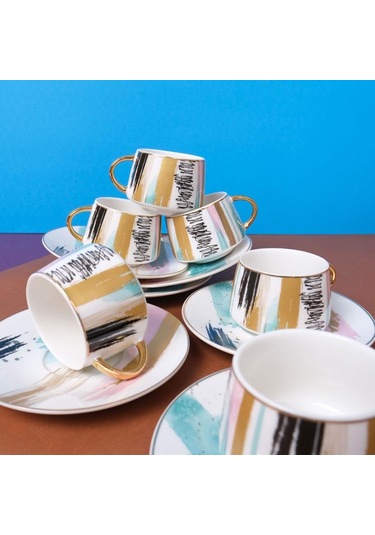 Goya Türk Kahvesi Fincan Takımı Çok Renkli