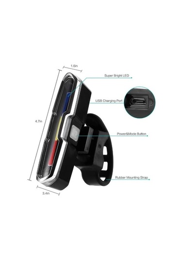 Forte Gt 6017-3 Bisiklet Yüksek Güç Cob Ön Far Usb Şarjlı Siyah