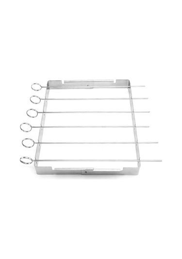 Pazly Paslanmaz Çelik Gümüş Barbekü Izgarası - Yüksek Raftlı, 360 Döndürülebilir Şişler Gümüş