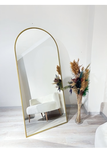 Ersan Dizayn Gold Metal Çerçeve Ayaklı Boy Aynası 80x180