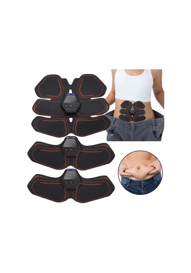 Kas Çalıştırıcı Ems Karın Taşınabilir Dijital Ekran Şarj Egzersiz Fitness Yaması Siyah