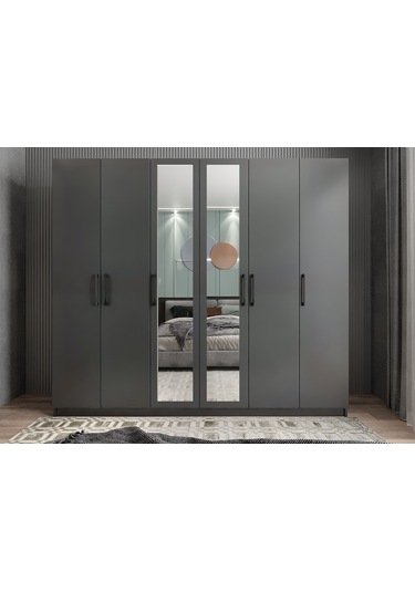 Diana 6 Kapaklı Dolap Gardırop Füme