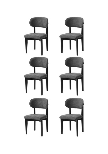 Nergis Sandalye Ahşap Gürgen 6 Li Set Cafe,restaurant,mutfak,salon,yemek Odası Sandalyesi Siyah