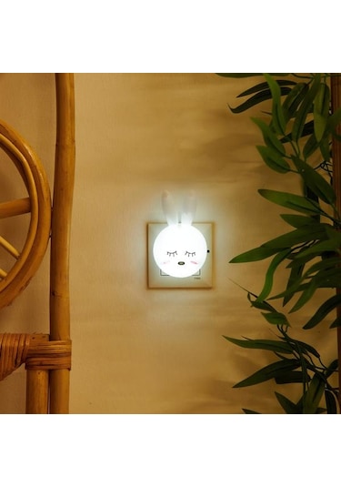 Urban Mood Tgl-32 Tavşan Desenli Gece Lambası - Beyaz Beyaz