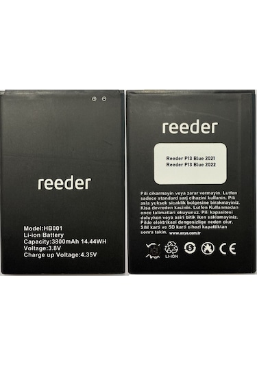 Reeder HB001 P13 Blue 2021 2022 Batarya Pil