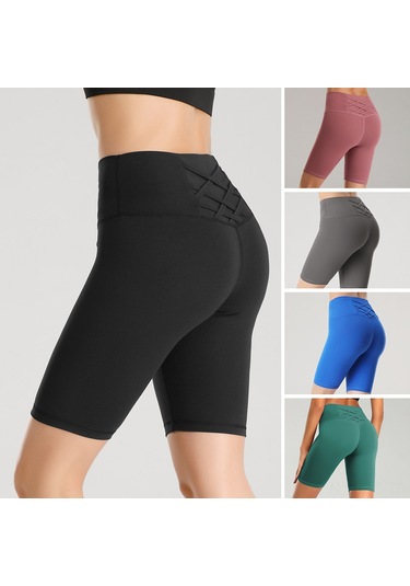 Skycity Kadınlar İçin Yüksek Bel Fitilli Nefes Alabilen Yoga Şortu - Esnek Ve Konforlu Yeşil