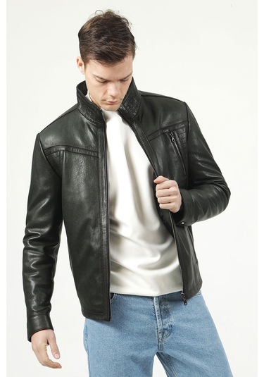 Yeşil Dericlub Sdx2020 Jumbo Gerçek Deri Erkek Mont Yeşil