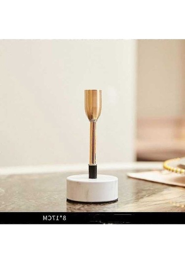 Opulentliving Altın Retro Konik Şamdan Mumluk Düğün Şükran Çok Renkli 17x8 Cm Çok Renkli