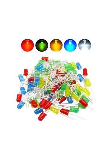 5 MM Led Seti 5 Renk Elektronik Işık Kaynağı Lamba Gösterge Uyarı Sinyali 100 Adet