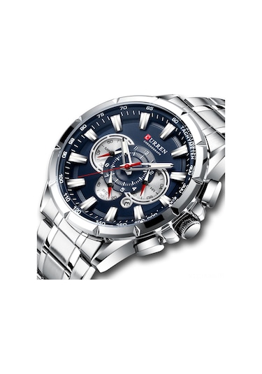 Curren 8363 Erkekler İçin Kuvars Kol Saati Paslanmaz Çelik Kayışlı Üç Alt Göstergeli İkinci Dakika Mikro Saniye Kronograf Tarih Takvim Göstergesi Su Geçirmez Işıklı İskeletli Aksesuarlar Çok Renkli